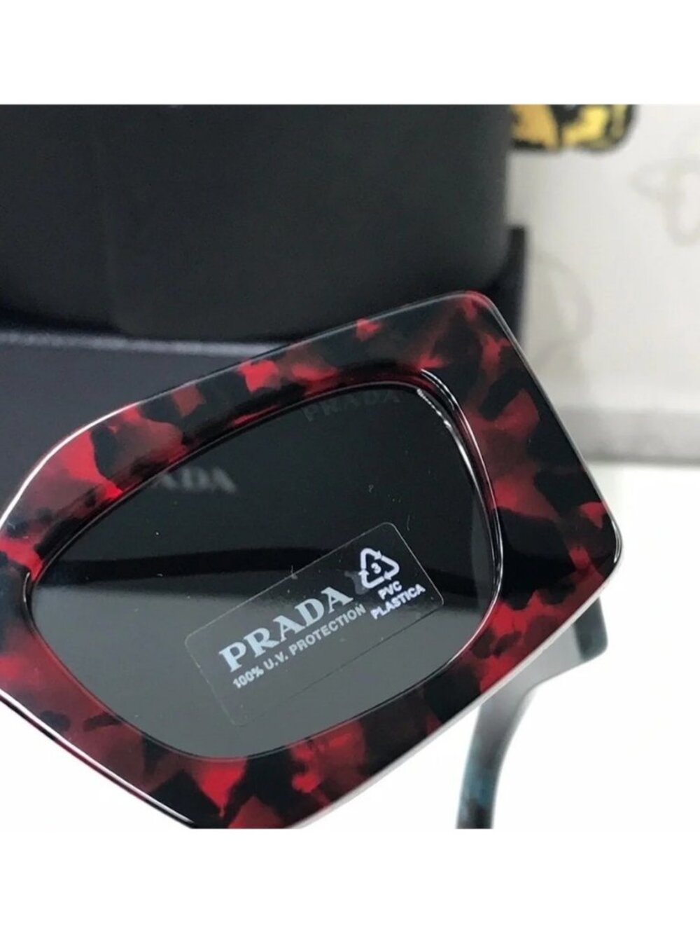 New Authentic Prada Red Tortoise Shell Sunglasses - Picture 16 of 16